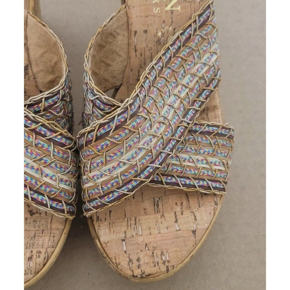 Italian Shoemakers Ferrini Cork Wedge Sandals Size 6.5 Boho Summer Festival - Picture 2 of 10